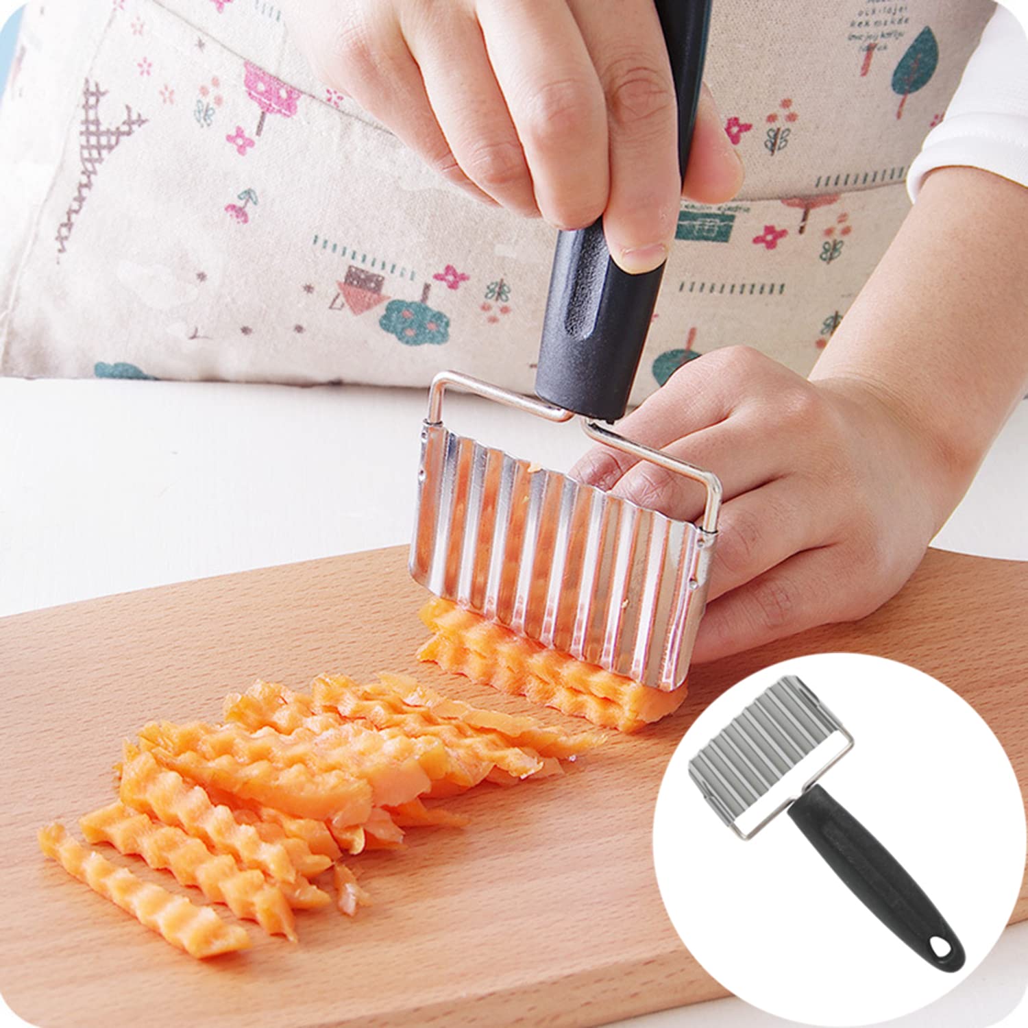 Tagliapatate Ondulato MEGAVOW - Coltello In Acciaio Inox Per Patate, Carote E Verdura, Con Impugnatura Comoda