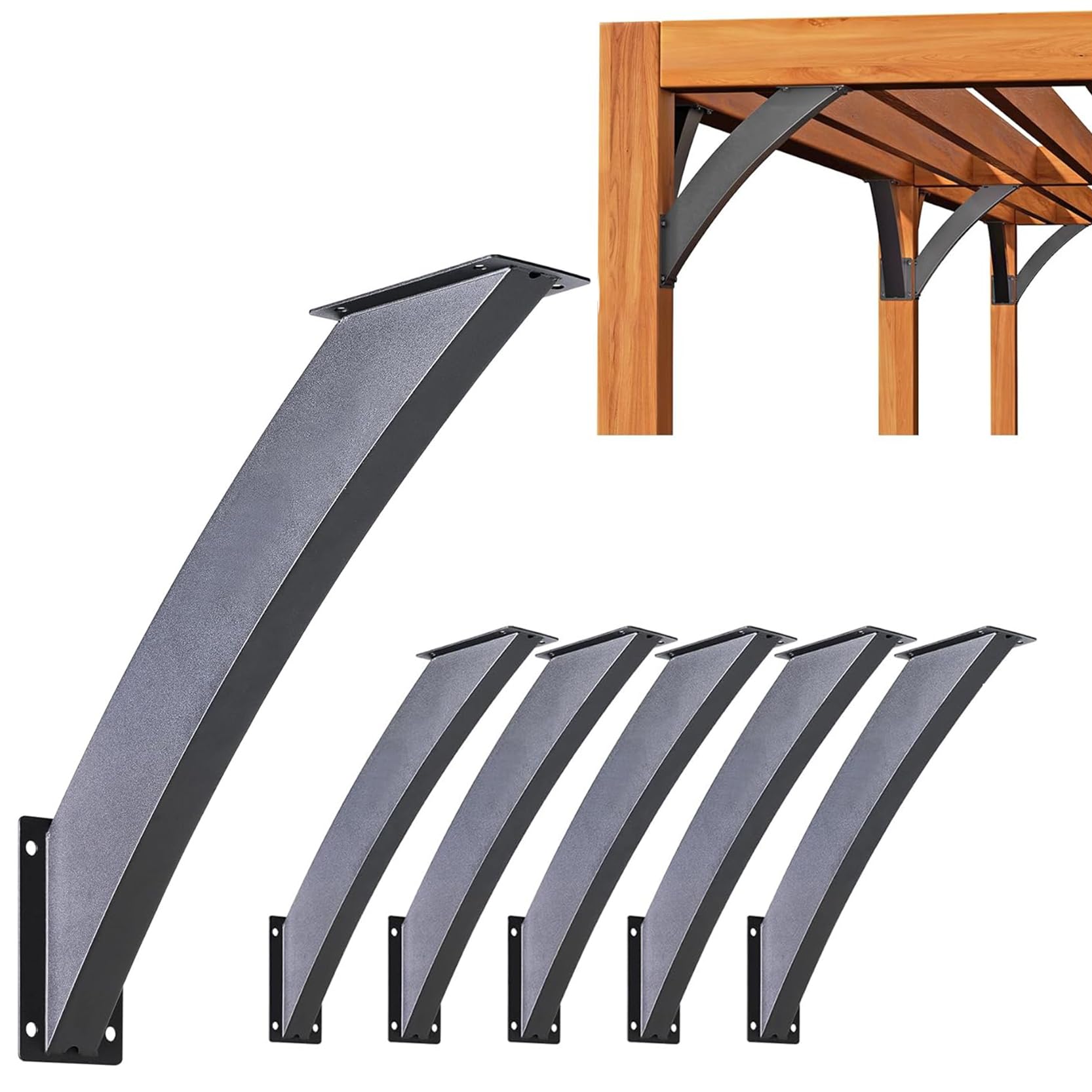 LQSYBHD 45-Degree Angled Arc Support Bracket Pergola Kit Heavy Duty Connector Wooden Structures Support for Gazebos Treehouses Cabins and Patios Heavy Duty Inside Joint(Size:6pcs)
