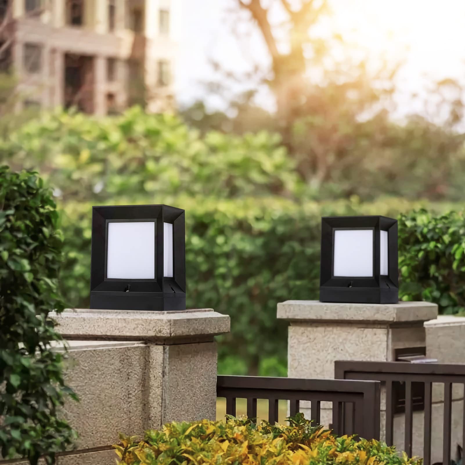 1 Juego Estigma De Jardín Led Lámpara De Pilar Solar Luz Del Poste De La Cerca Luces De Columna Solar Luces Solares Para Postes Tricolor Lámpara De Poste Abdominales De Ingeniería