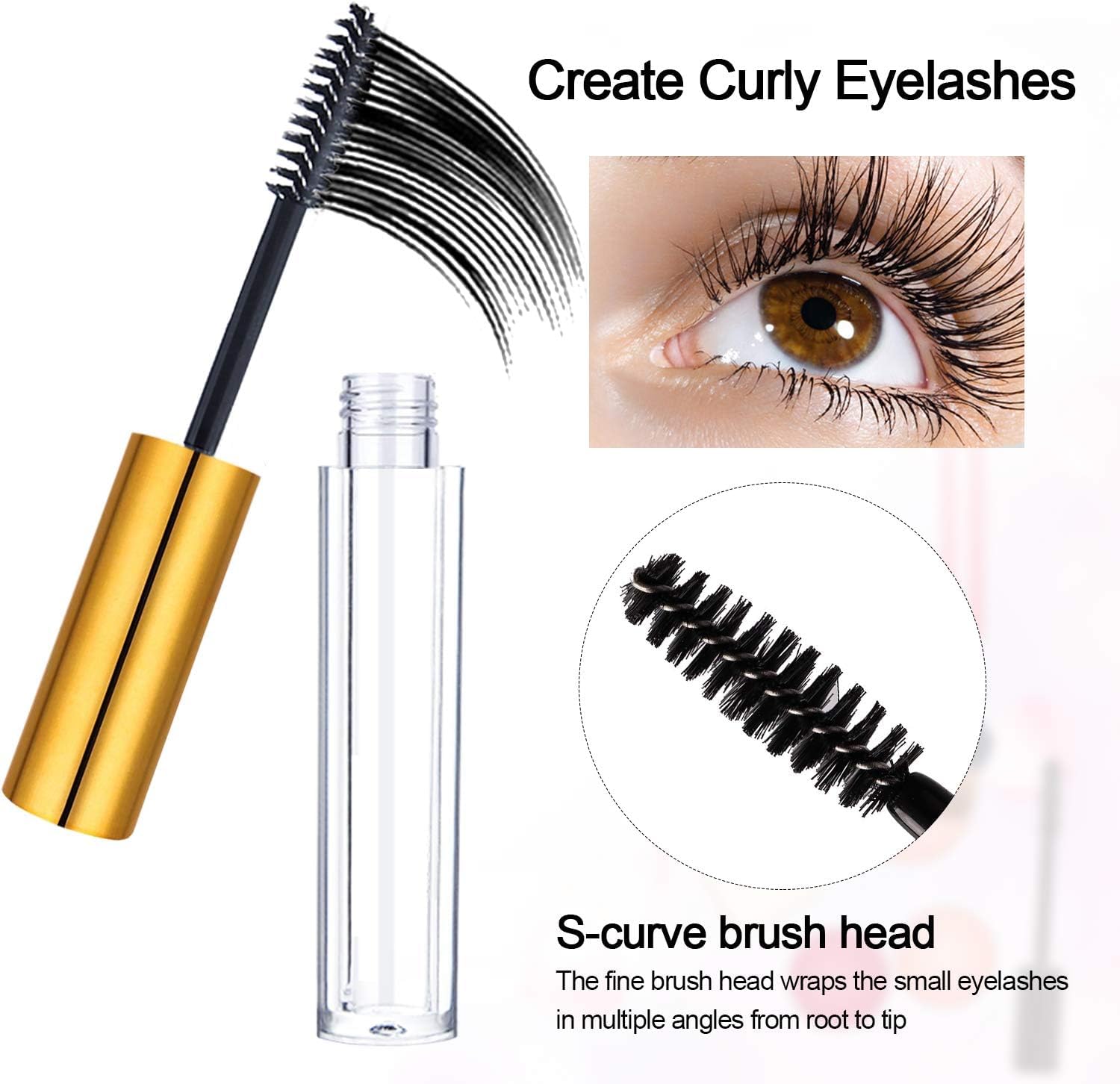 RAJry 10ml Empty Mascara Tube Wand Eyelash Cream Container Bottle with 3 Rubber 1