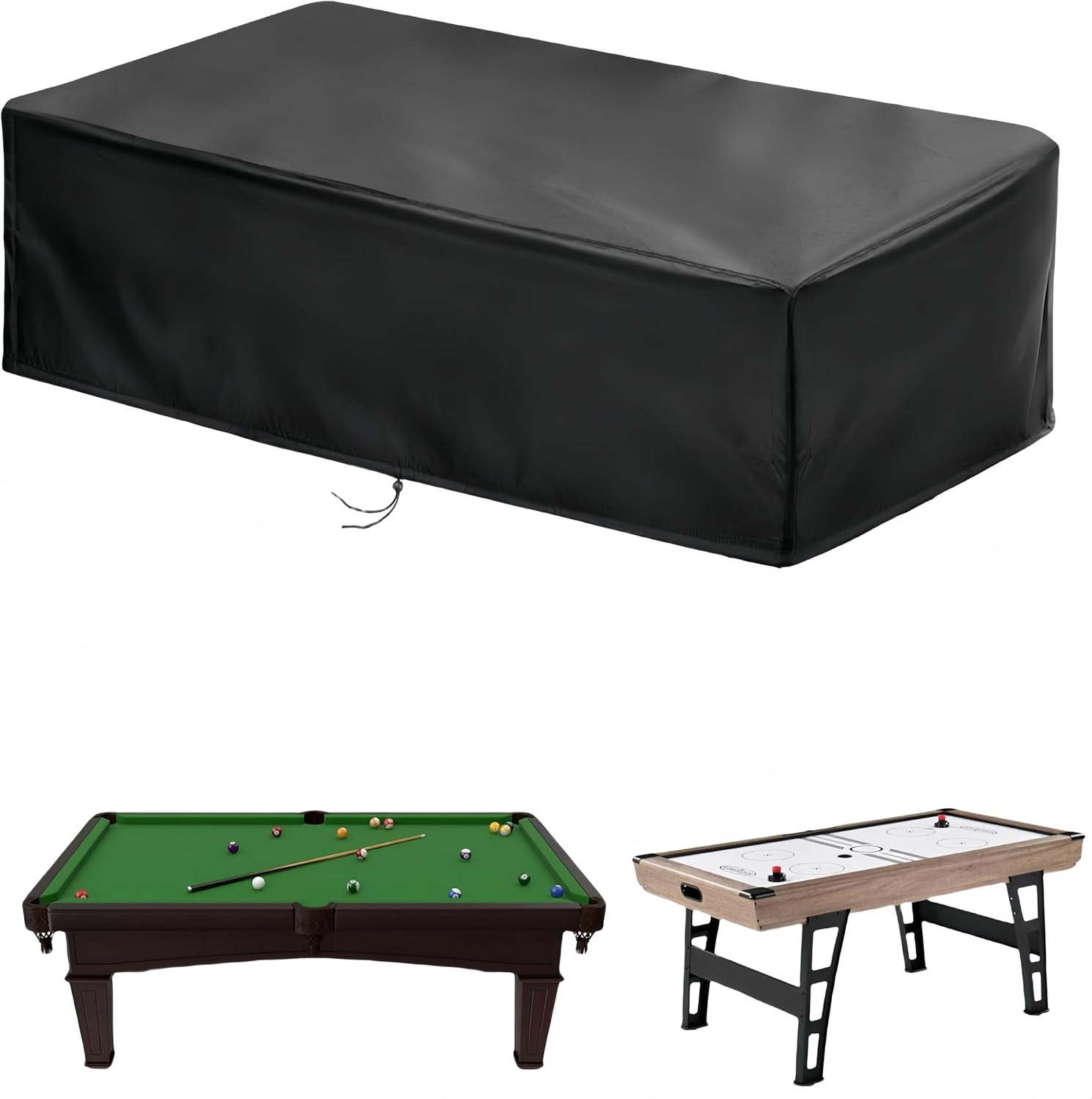 2025 Upgraded FabricSaking Pool Table Cover, 6/7/8/9 Ft Heavy Duty Billiard Table Cover Indoor & Outdoor, Waterproof & Tearproof, 113" L x 61" W x 32" H, (9 Feet, Black)