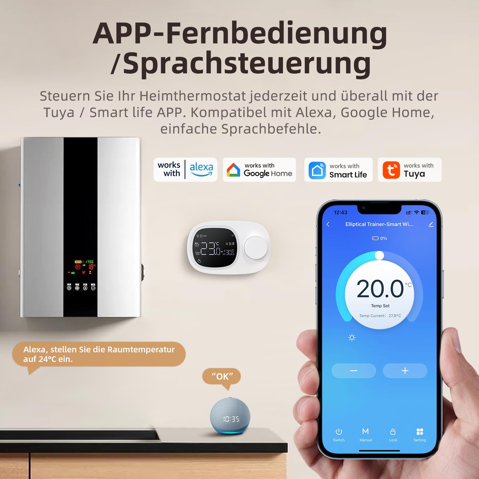 AVATTO Thermostat for Electric Floor Heating Smart WiFi Programmable Room Thermostat, Compatible with Alexa - Image 2
