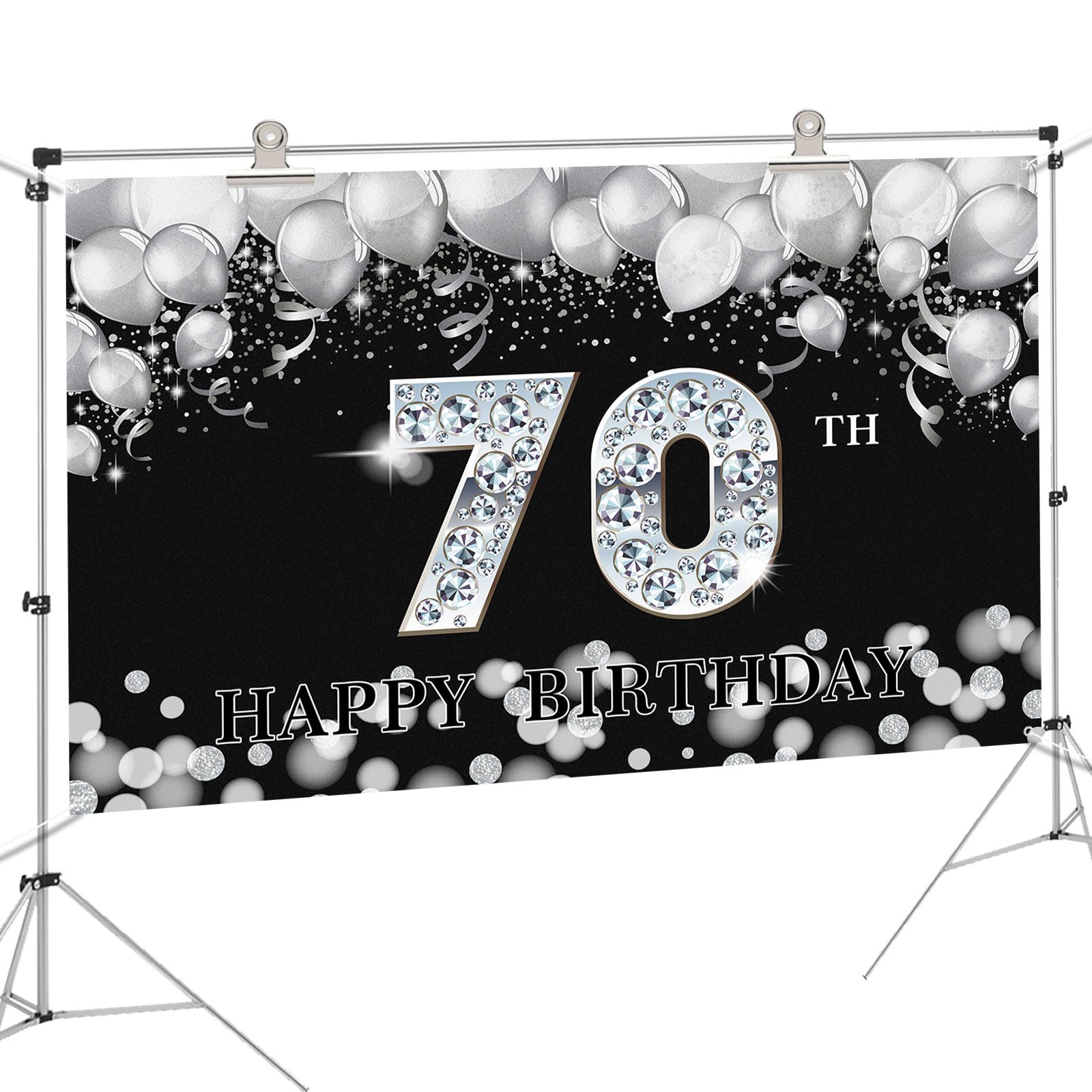 "Cheers To 70 Years" Birthday Banner - Glittery Gold 70th Party Decorations For Men & Women, 4.8ft Long DIY Banner