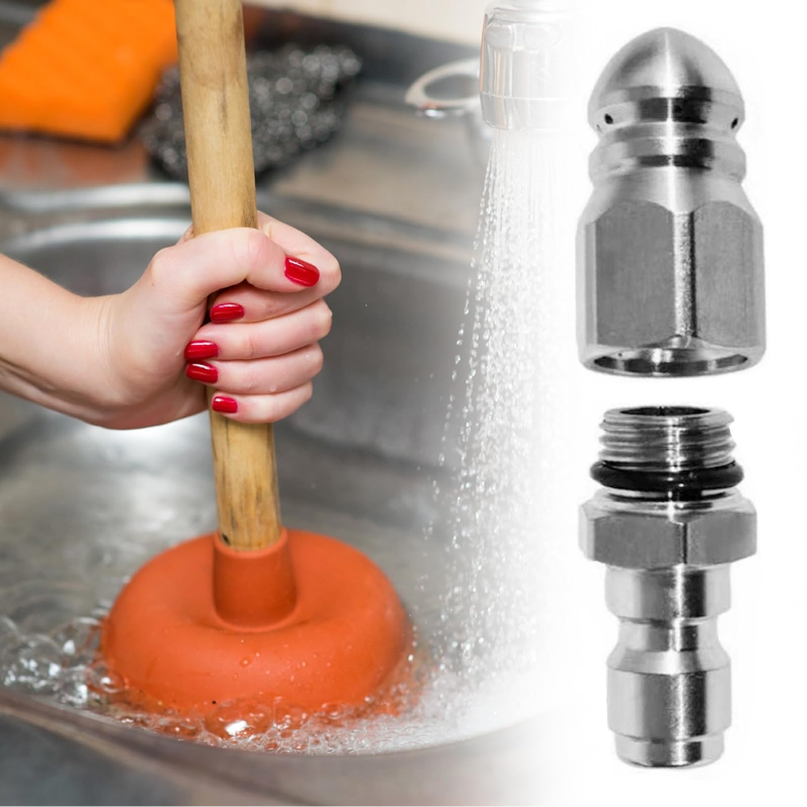 Ugello Per La Pulizia Degli Scarichi, Ugello Per Getto Fognario Da 56mm, UgelloPer Pulizia Fogne, Ugelo Disostruente, Accessorio Potente PerPulizia Tubazioni E Liquami