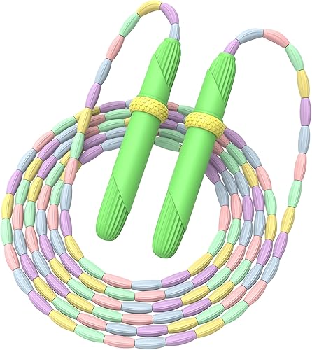 ACEONE - Cuerda de saltar con cuentas, 1 paquete2 unidades, cuerda de saltar segmentada para niños y adultos, cuerda de saltar ajustable sin enredos