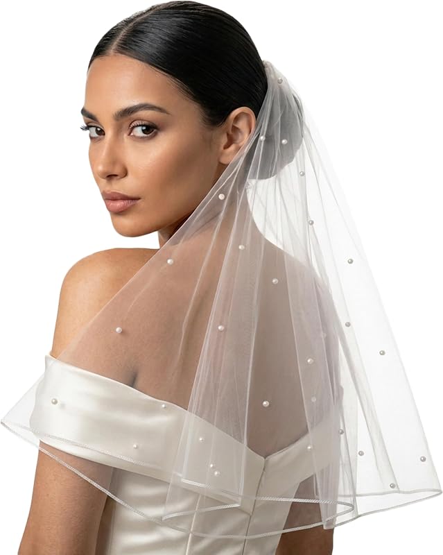 Bridal Veil Bachelorette Party Veil White Bow Wedding Veil Elegant Tulle Layer Hair Clip for Women and Girls