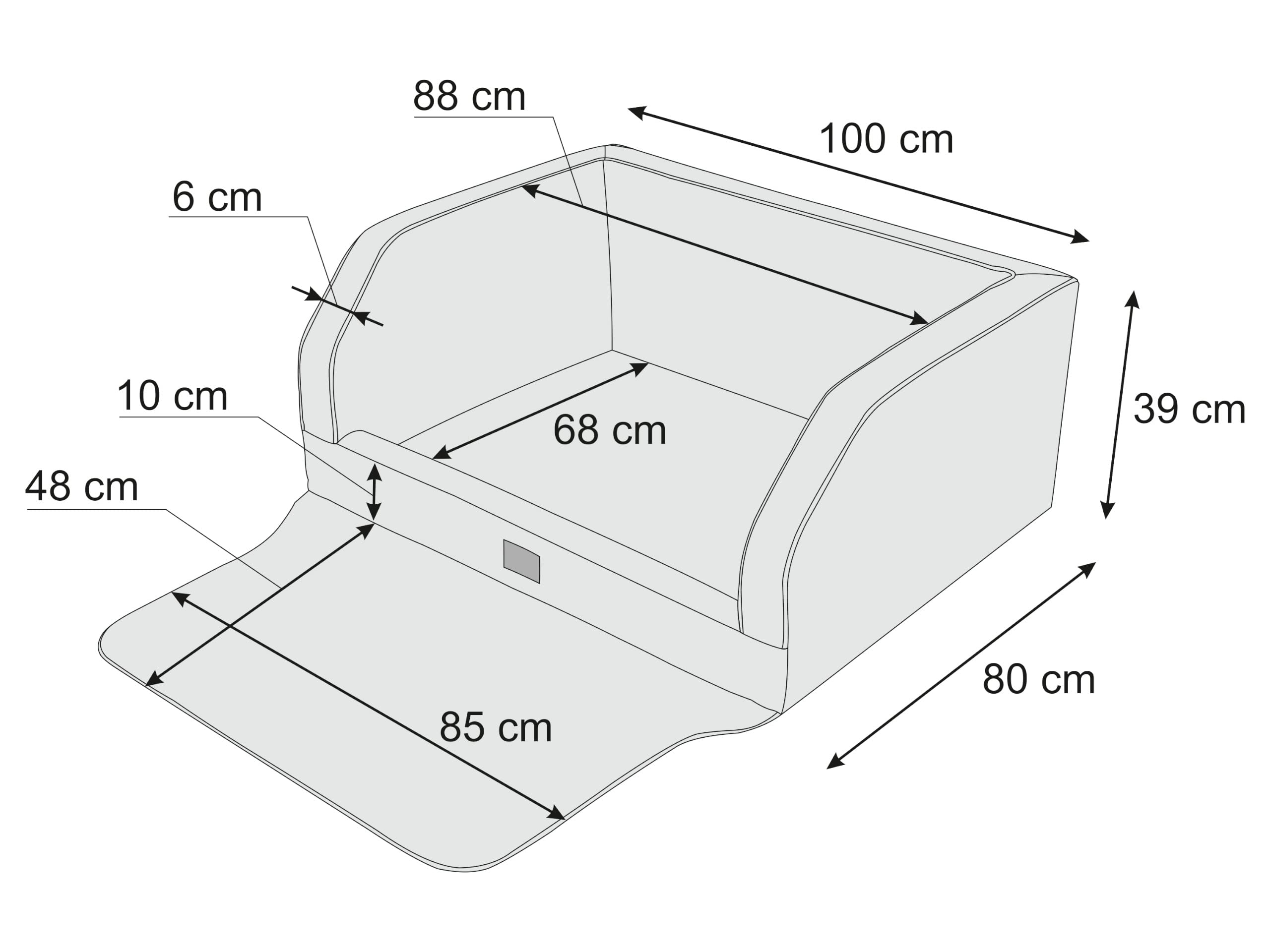 Hundeautositz, Hundebox, Hundebett, Transportboxen, Rückbank, Hundedecke, Kofferraum, für große und mittelgroße Hunde, Schwarz, (100x80x39 cm)