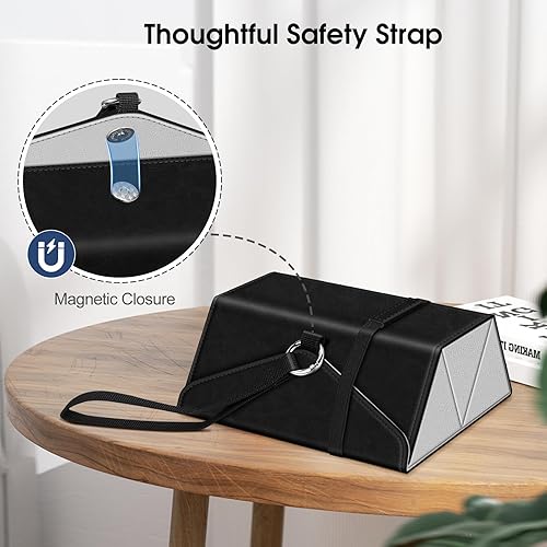 Miniatura 5 de Fintie Estuche organizador de lentes de sol con 3 ranuras, estuche de viaje para lentes de viaje, caja plegable para mujeres y hombres, color negro,