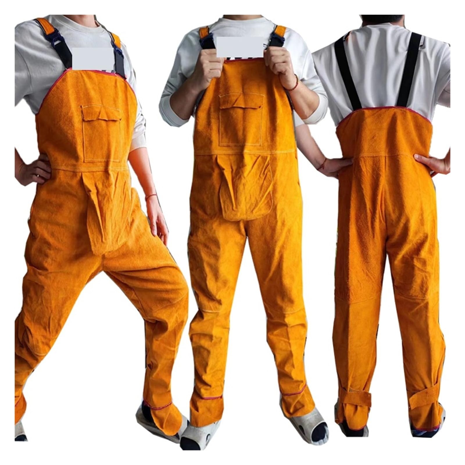 Delantal de soldador, Ropa de soldadura Mono de seguridad general Cuero protector Retardante de llama Correa de soldador(Brown,L)
