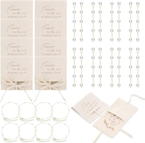 24 Pcs 8 Set Jewelry Bridesmaid Gift Pearl Set Pearl
