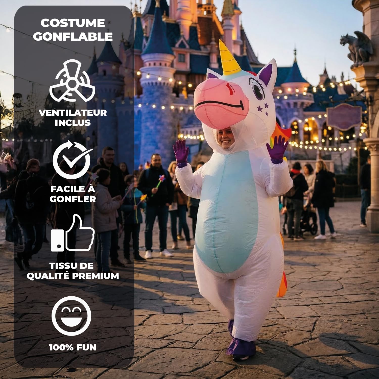 AirSuit® Déguisement Gonflable XXL Licorne | Costume Gonflable Insolite | Qualité Premium | Taille Adulte 160 à 190cm | Polyester | Agréable à Porter | Résistant | Système de Gonflage | OriginalCup®