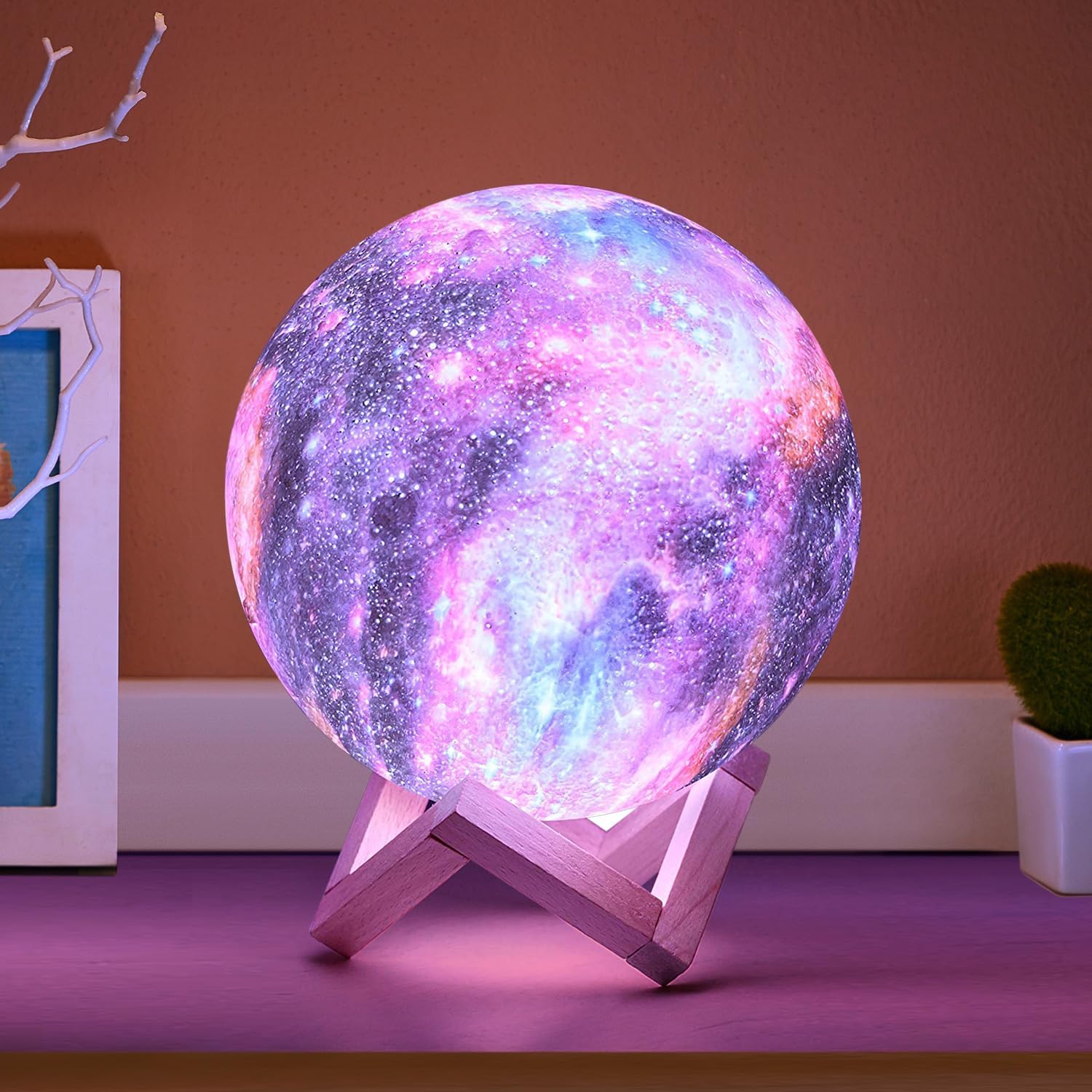 Moon Lamp Galaxy Lamp Upgrade 128 Colors, Moon Night Light Gifts for Girls Boys Kids Women Birthday, Teen Girl Gifts Trendy Stuff, Kids Room Decor, Remote & Touch Control, (Diameter 6 inch)