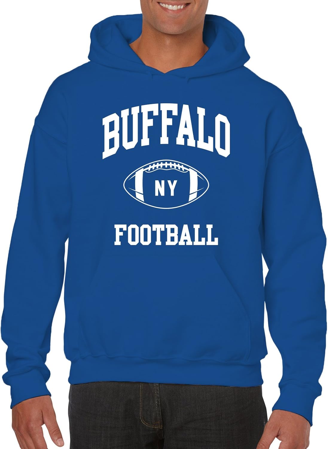 Buffalo Classic Football Arch American Football Team Sports Hoodie - Medium - Royal