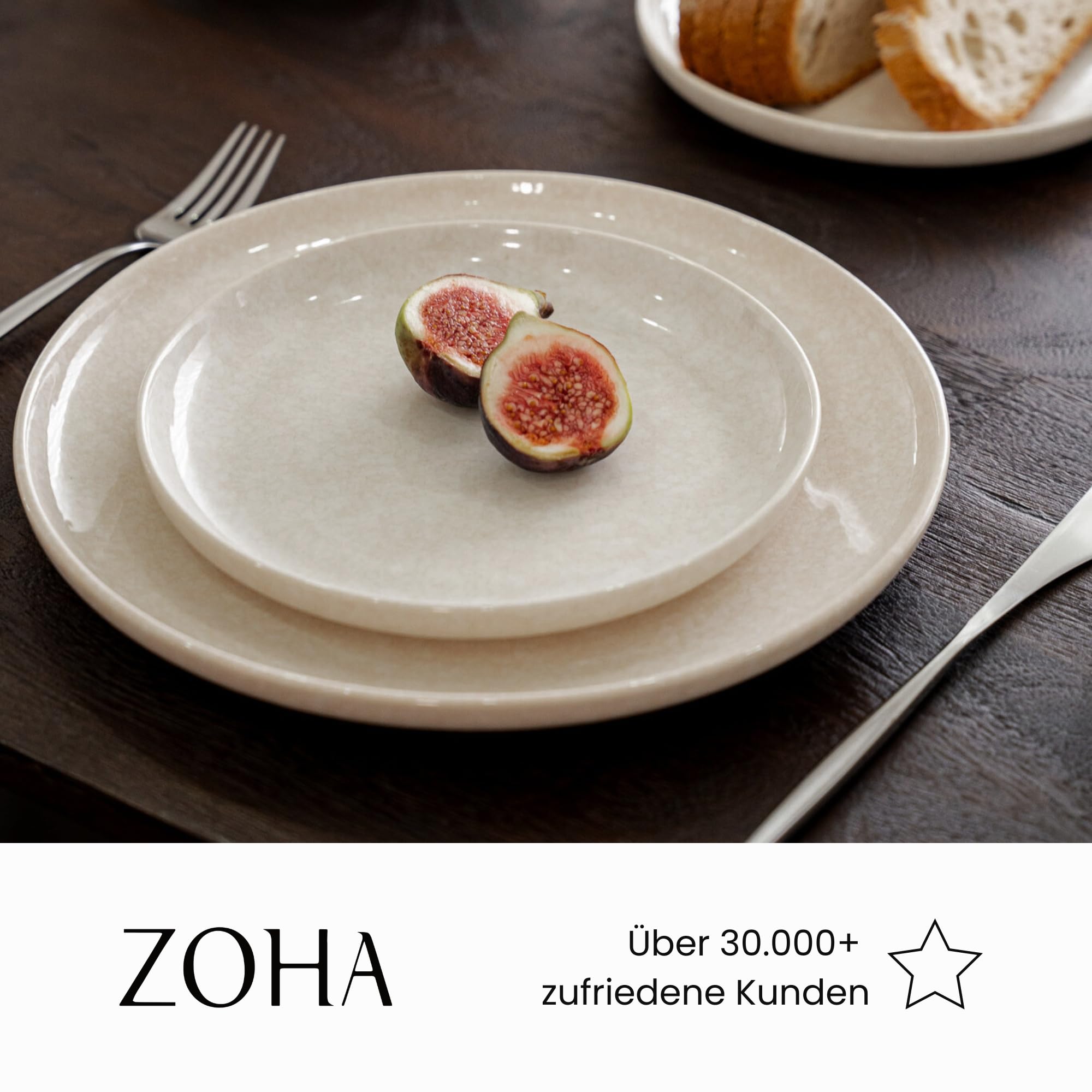 Zoha Roma Geschirrset 6 Personen – modernes 24-teiliges Porzellan Tafelservice in Beige – stilvolles Geschirrset 6 Personen – Kombiservice skandinavischer Stil – spülmaschinen- & mikrowellengeeignet
