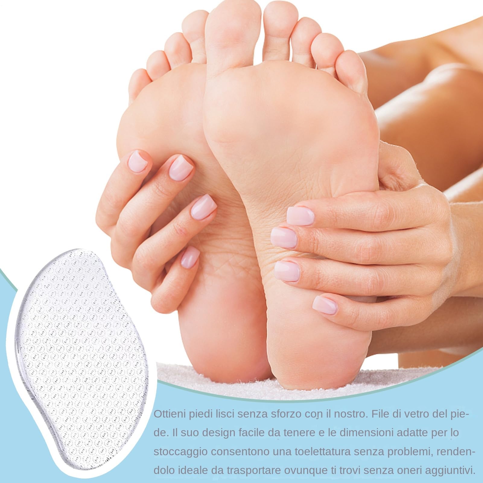 per piedi manuale, per piedi in vetro | per piedi trasparente manuale | Strumenti riutilizzabili per la cura dei piedi, rasoio portatile per calli per pelle secca, pelle dura, sporco, c