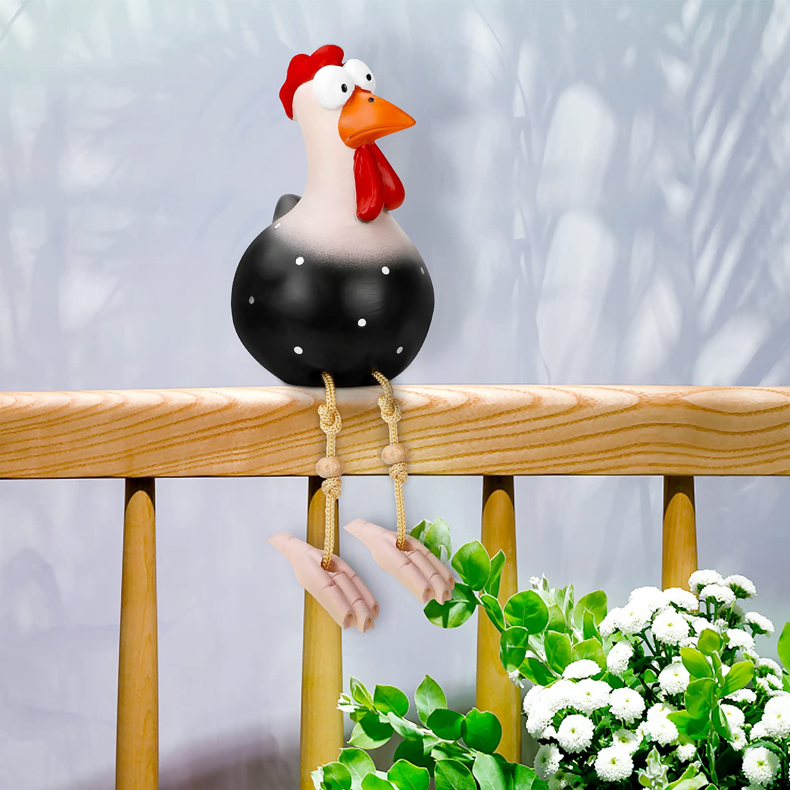 Ceramic Chicken Garden Decoratio Victop Garden Animal Outdoor Ornaments Decor Statue Ceramic Chicken Figurine , Resin Daze Rooster, Garden Ceramic Funny Sculptures for indoor and outdoor 15*9*9cm