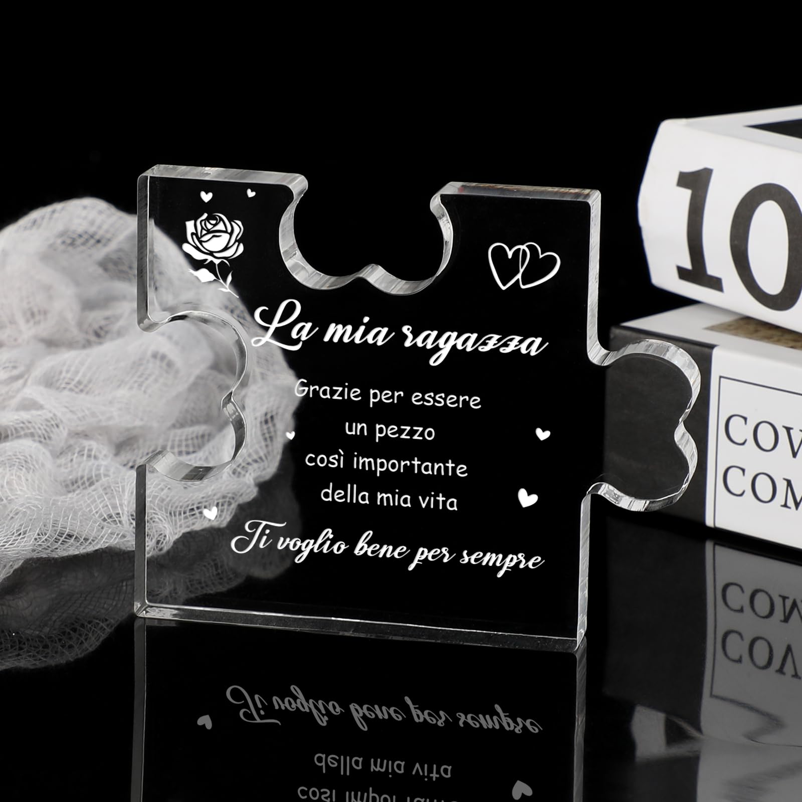 Funnli Cadeaus voor jou, acryl puzzel ornament gegraveerd vriendin cadeau 8,5 x 7 cm tafeldecoratie cadeau meisje cadeau verjaardag Kerstmis Valentijnsdag voor haar