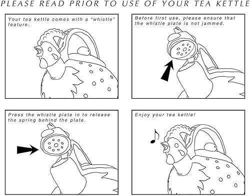 Miniatura 6 de UP ware - Hervidor de té silbante esmaltado en acero, tetera para estufa (2 cuartos de galón, elefante)