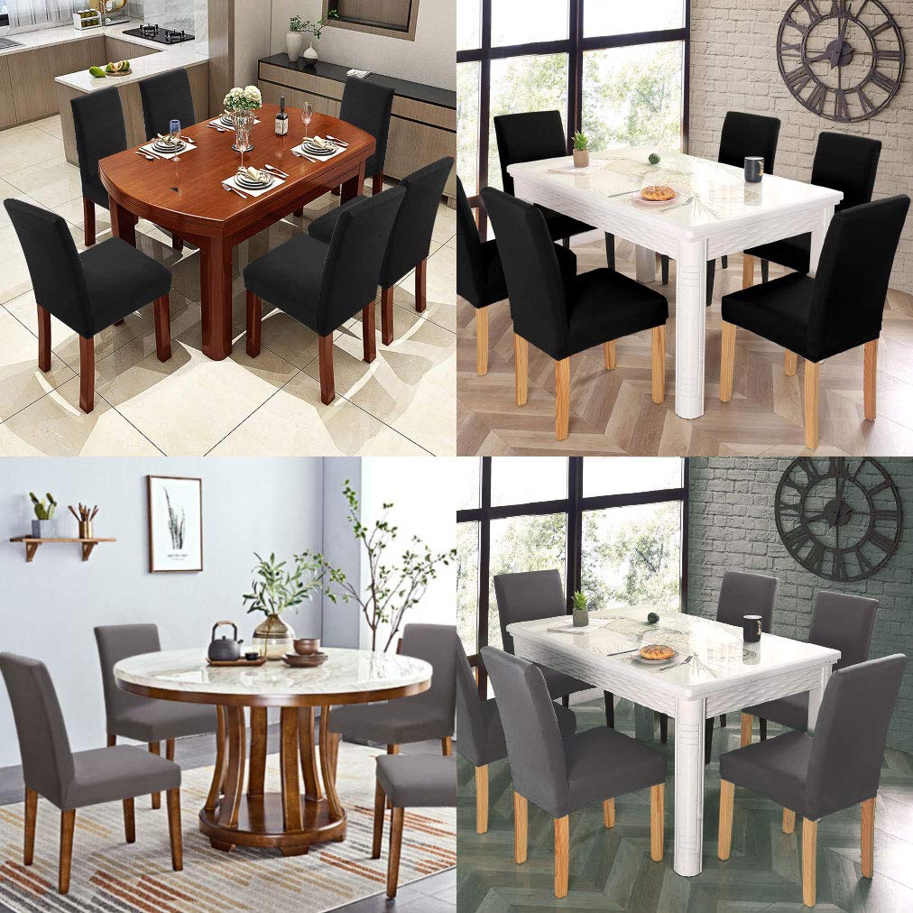 Dioxide Coprisedie con Schienale 4 Pezzi, Coprisedia Sala da Pranzo Elasticizzati Universali, Facile da Pulire e Resistente, Coprisedile per Soggiorno, Cucina, Office, Arredamento Ristorante - Grigio