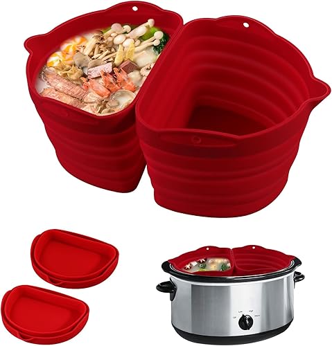 Revestimientos de silicona para olla de cocción lenta, ovalados, divisores reutilizables para ollas de 6 cuartos de galón, a prueba de fugas, apto