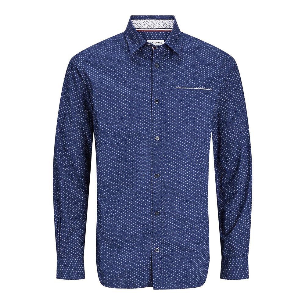 JACK & JONES Herren JJEREMY Detail Shirt LS NOOS 12235969,Medieval Blue,XS