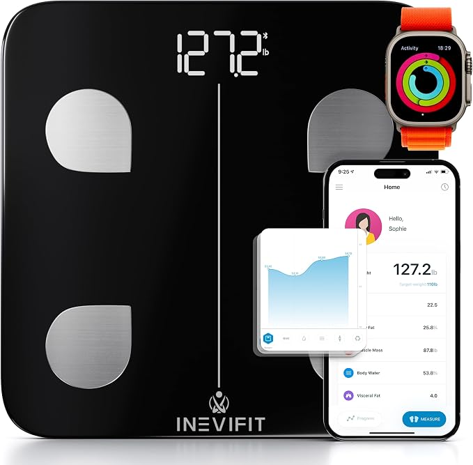 INEVIFIT Balanza Inteligente Bluetooth y Balanza de Cocina Digital, Paquete Fitness miniatura 5