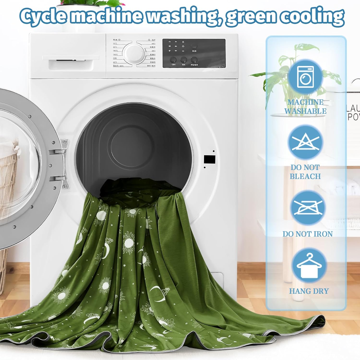 inhand Cooling Blanket - Cooling Blankets for Hot Sleepers -Decorative Lightweight Breathable Summer Cold Blankets for Sleeping Night Sweats to Keep Cool-(90"x108") Wild Fern Green