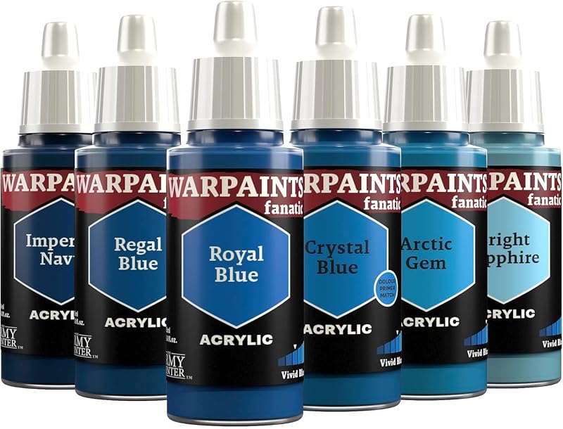 The Army Painter, Tríada flexible fanática de Warpaints: Vivid Blues 6x18ml | Juego de pintura acrílica de calidad para modelos Hobby en miniatura para figuras Dnd y Warhammer 40K