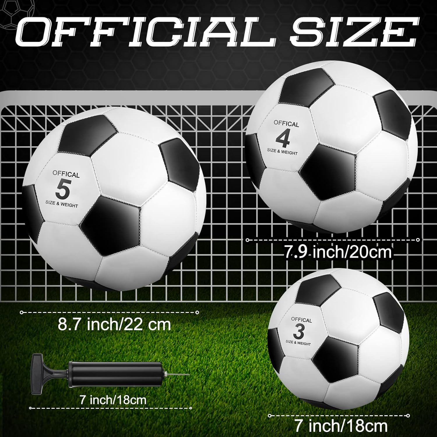 Soulchen 16 Pcs Gifts Soccer Balls Bulk with 2 Pcs Pump Size 3/4/5 Deflated Training Soccer Ball for Charity Youth Adult Sports Training Practice Game Play, 8 Color - Image 2