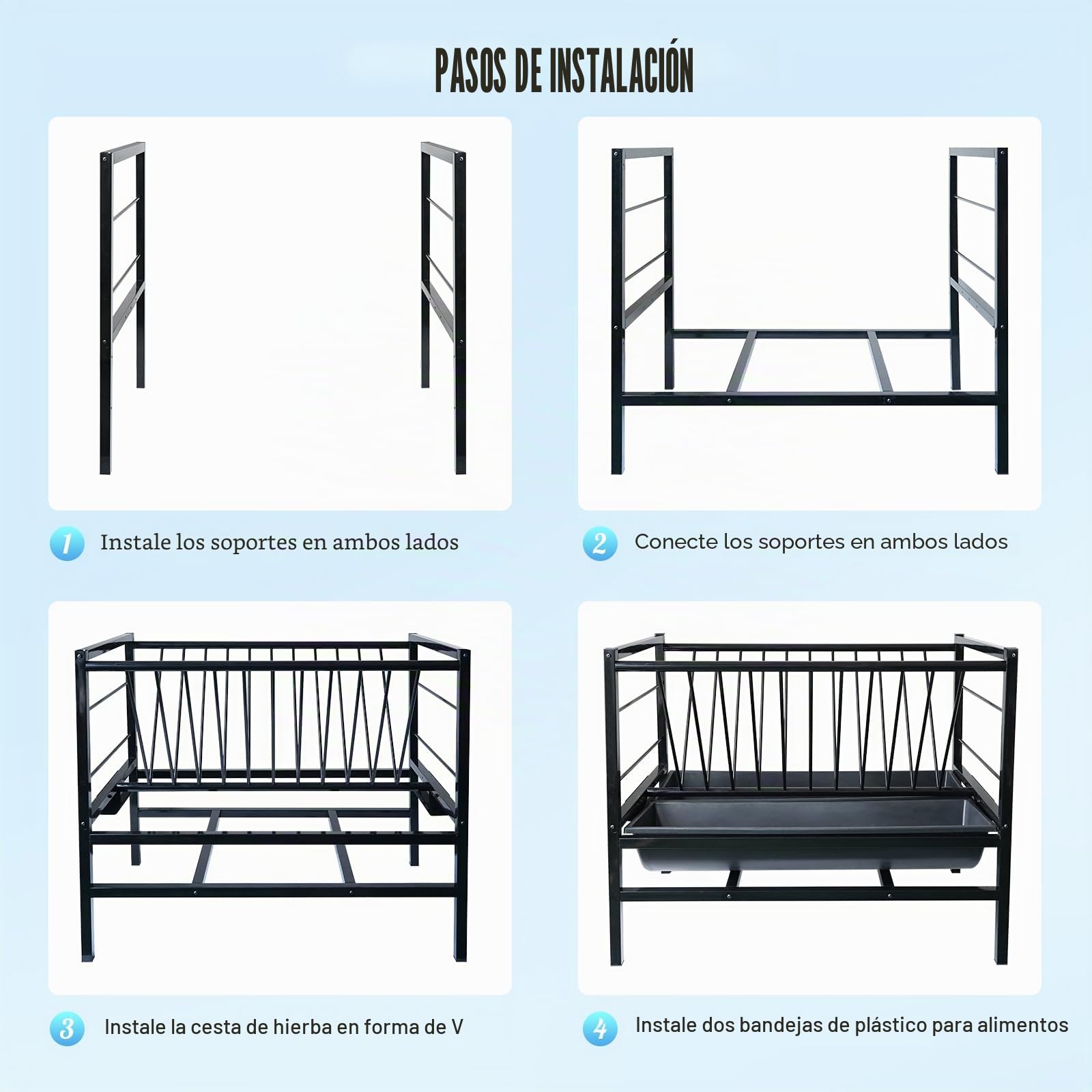 100cm Comedero Heno Cabras Resistente Alimentador de Heno 2 en 1 para Ovejas Doble Cara Comedero de Heno Porta Heno para Ganado Ovejas Caballos Terneros Alpacas