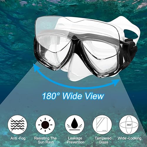 Miniatura 3 de PATIKIL Gafas de natación con cubierta para la nariz, máscara de buceo de silicona, antivaho, gafas de buceo, máscara de buceo, equipo de buceo