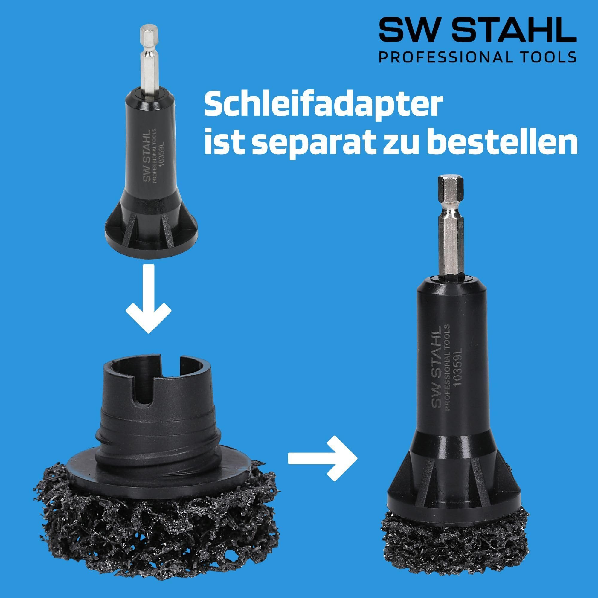 SW-Stahl 10359L-2 Ersatzreinigungsscheiben für Radnabenschleifer - 6 Stück | Schleifscheiben 40 mm Ø - Ersatzbürsten zur Rostentfernung - Zubehör für Radnaben-Reinigungsbürste Set 10359L