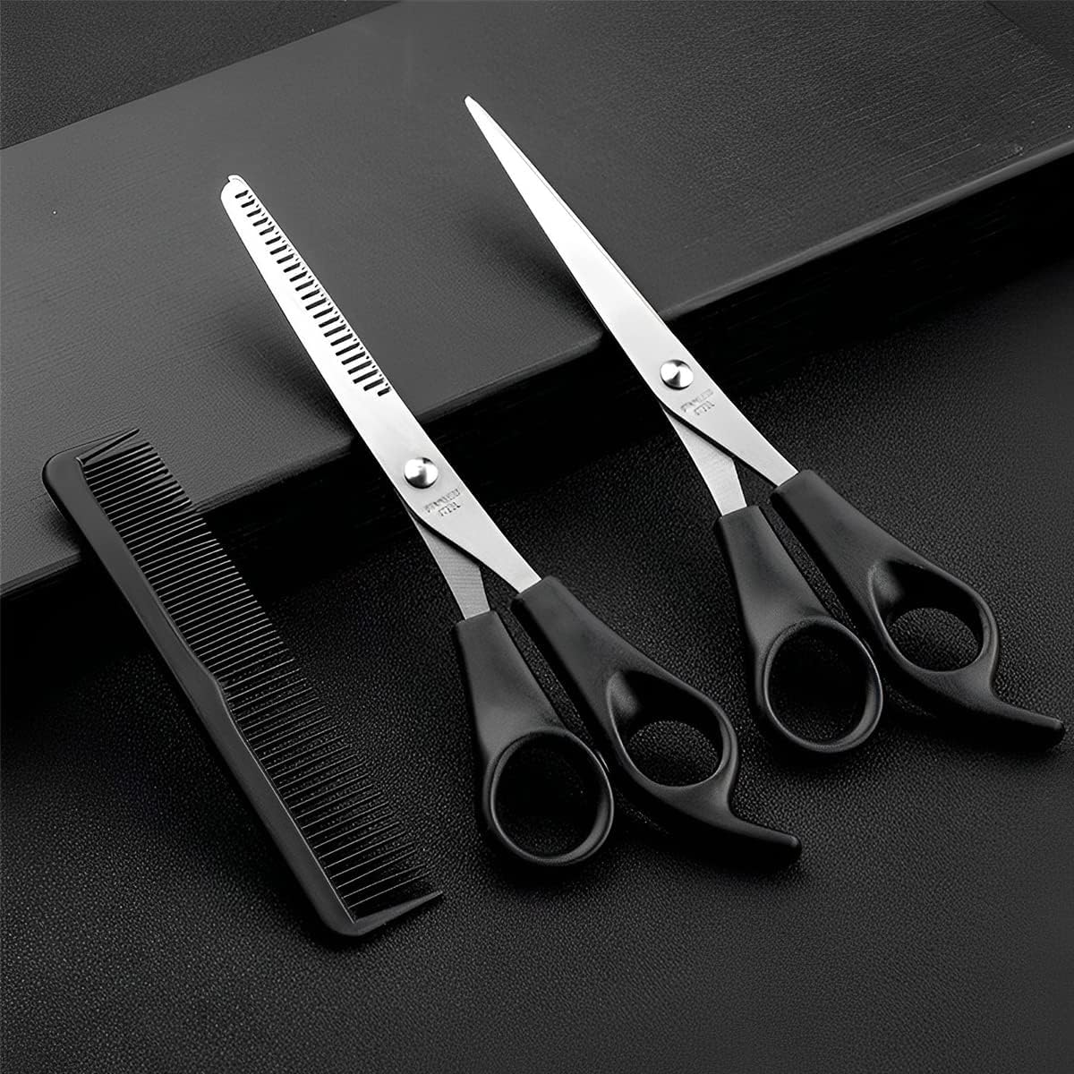 NIHUIFDPY Hair Cutting Scissors Set, 3Pcs Professional Haircut Kit with Thinning Shears & Comb, Stainless Steel Barber Scissors for Men, Women, Kids, Salon & Home DIY Hair Trimming-image-31