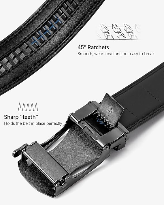 BOSTANTEN Mens Belt Leather Ratchet Belt For Men Dress and Casual with Adjustable Buckle, Trim to Fit