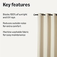 Vista 2 de Yaxa Basics Cortinas 100% opacas con ojales, 2 paneles, 52 x 84 pulgadas, beige