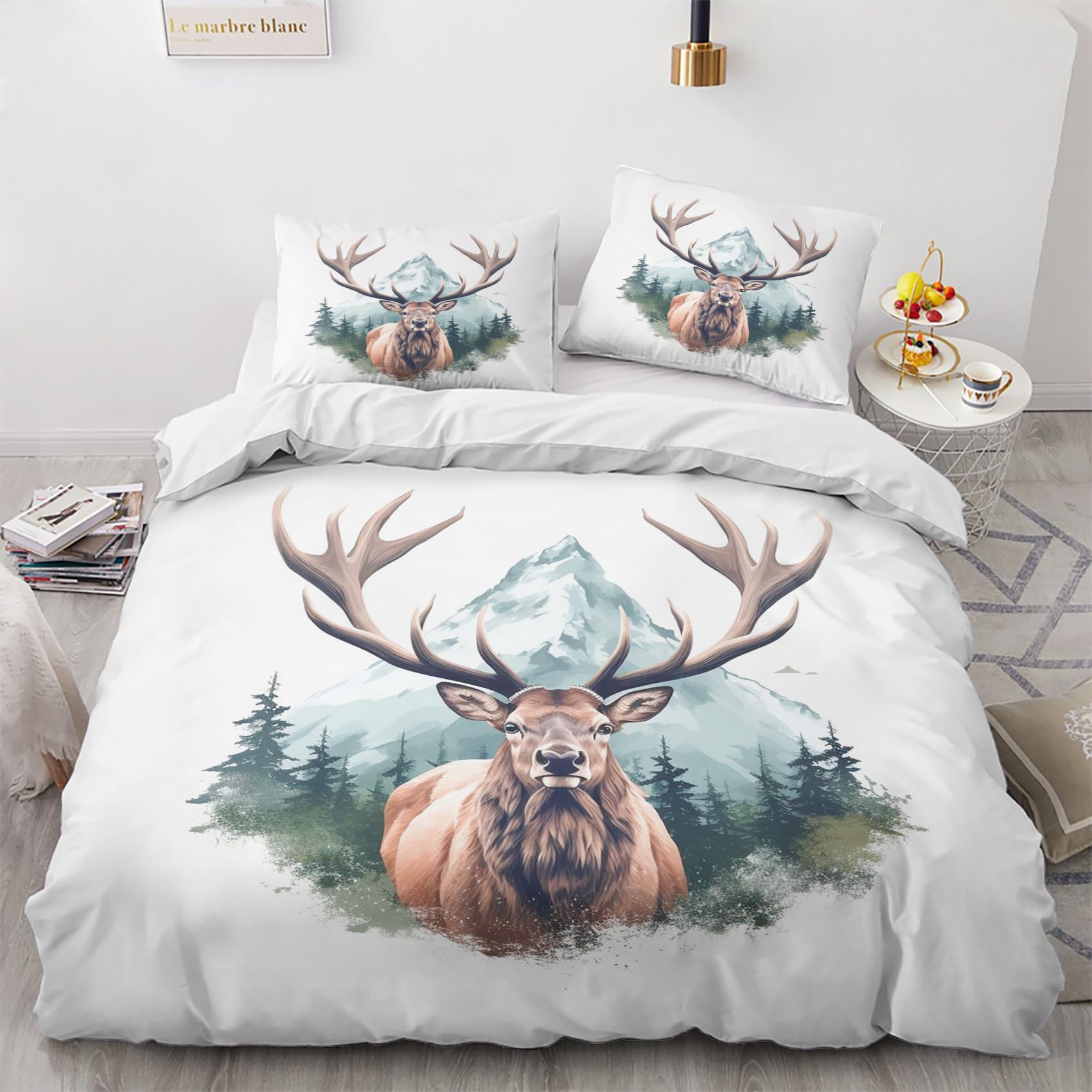 Parure De Lit 2 Personnes Cerf Imprimé 3D Housse De Couette 200X200