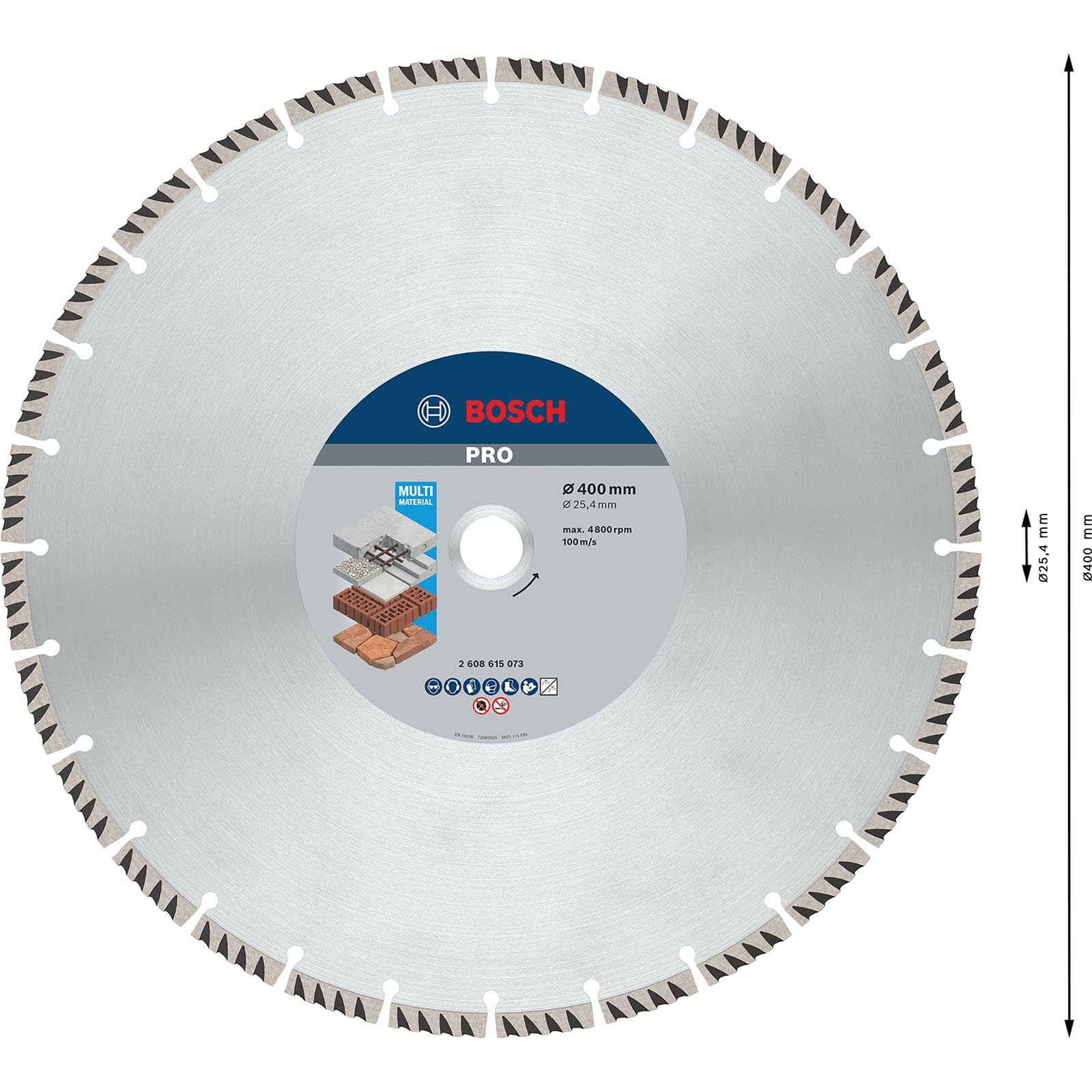 Bosch Accessories - Disco da taglio diamantato pezziandard per universale (calcestruzzo e muratura, 400 x 25,40 mm, accessori per sega a benzina)