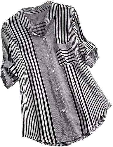 Tops de camiseta de lino para mujer de ajuste holgado, blusas vintage con lazo de encaje, cuello en V, túnicas bordadas, cómodas y relajadas para