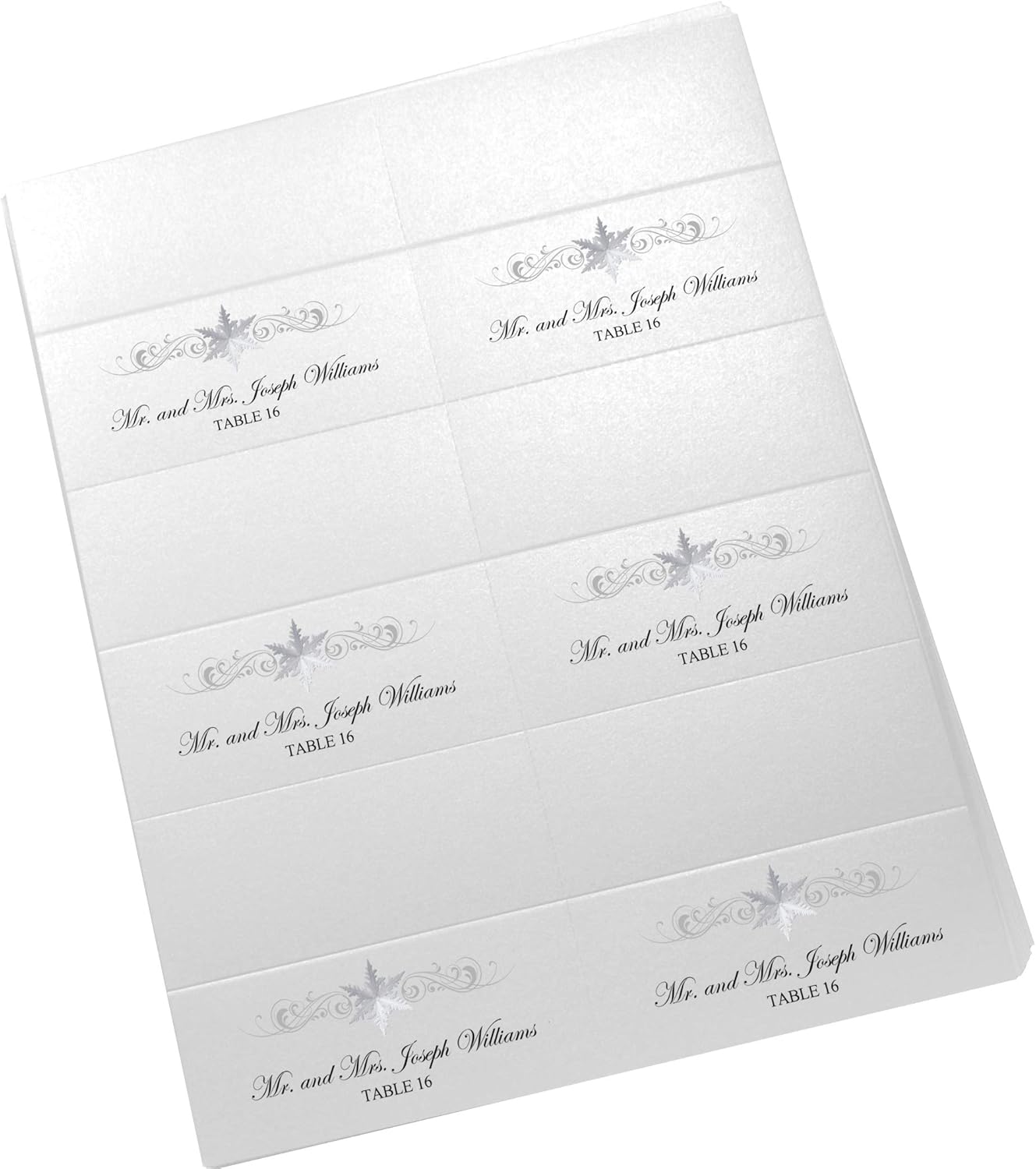 Christmas and Holiday Snowflake Twirl Printable Place Cards, Set of 150 (25 Sheets), Laser & Inkjet Printers - Wedding, Party, Dinner, and Special Events - Made in the USA