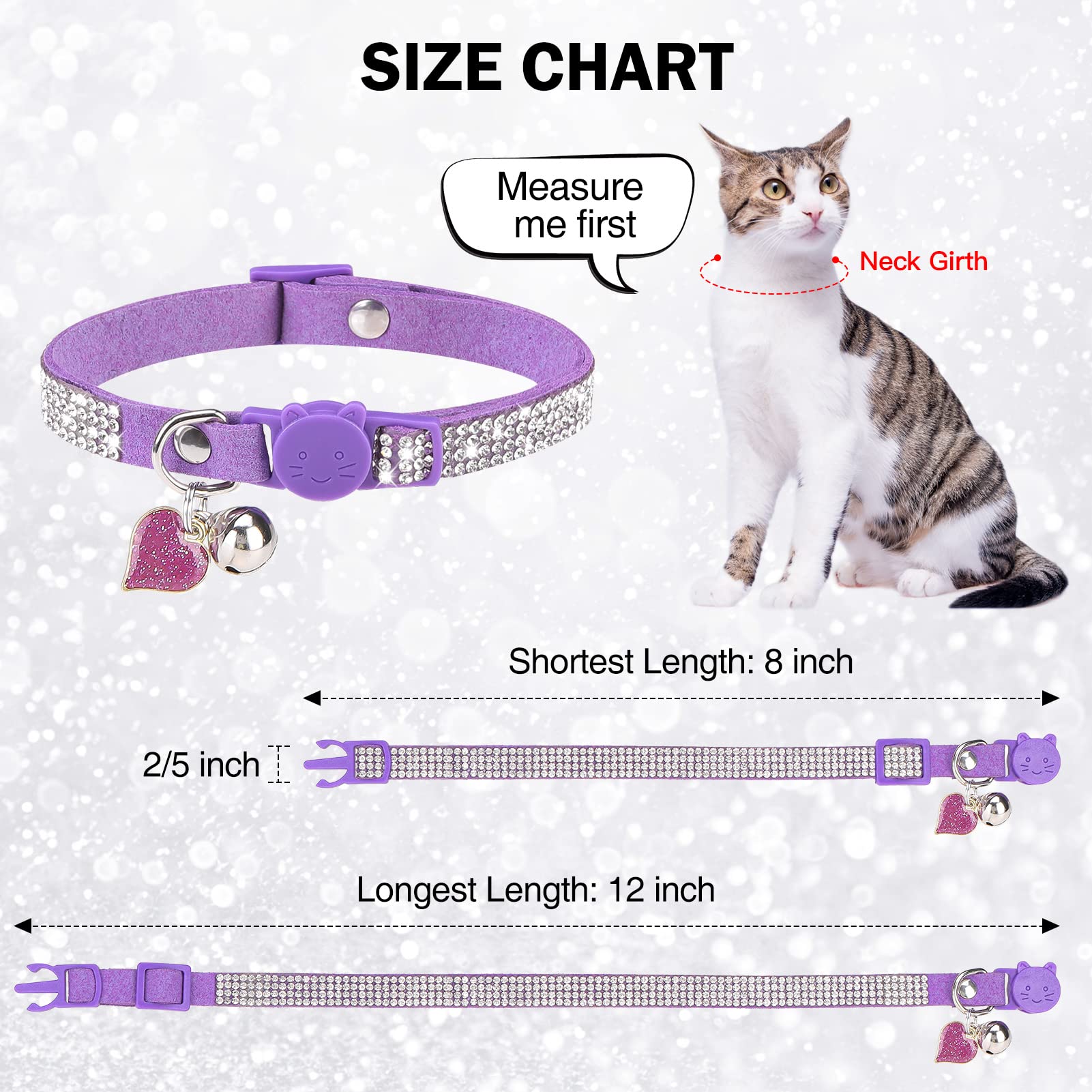 DILLYBUD Rhinestone Cat Collar Breakaway with Bell - Image 4