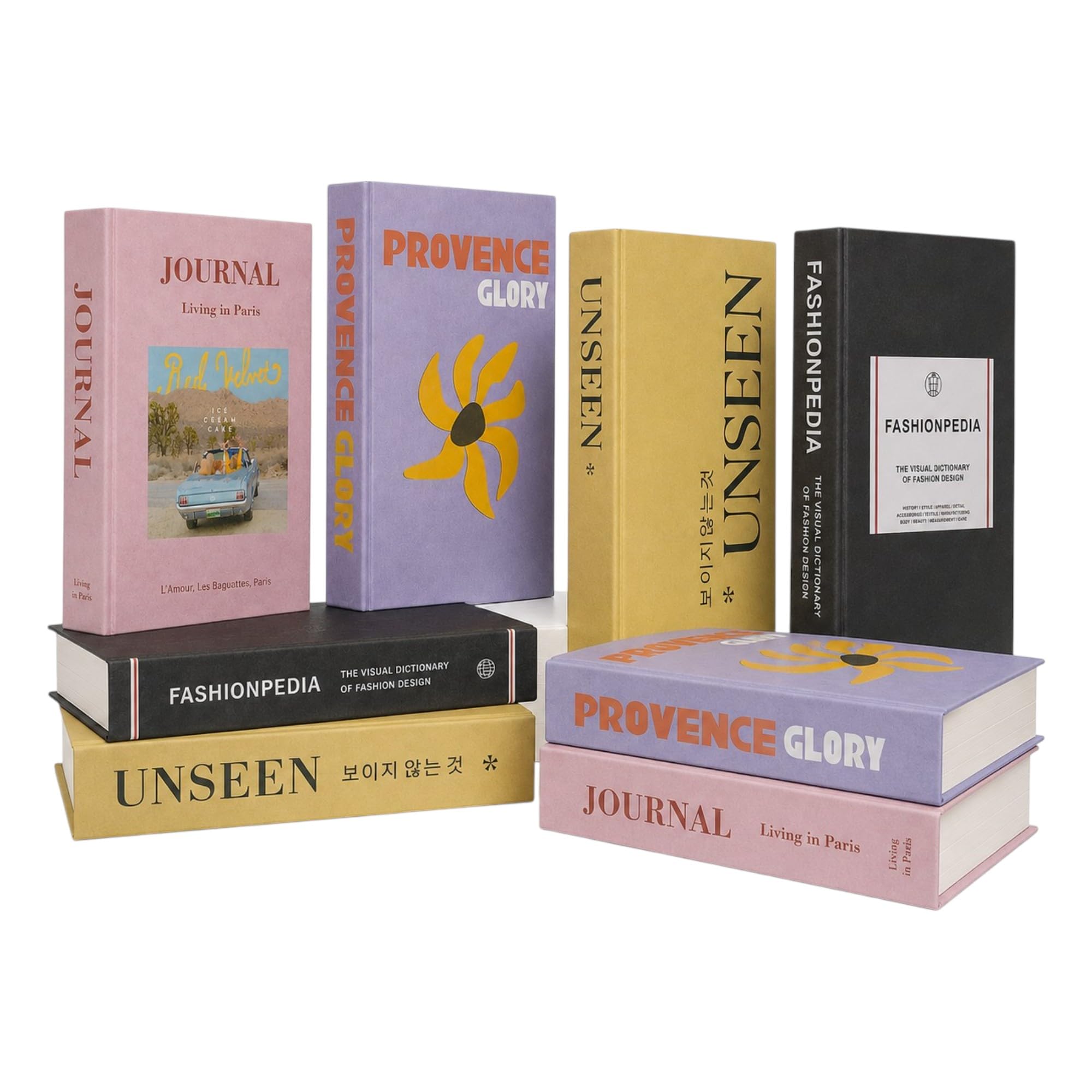Decorative Faux Book Set - Pack of 8 Aesthetic Hardcover Fake Books for Coffee Table Decor, Modern Bookshelf Styling, Living Room Interior Accents & Home Staging-image-44