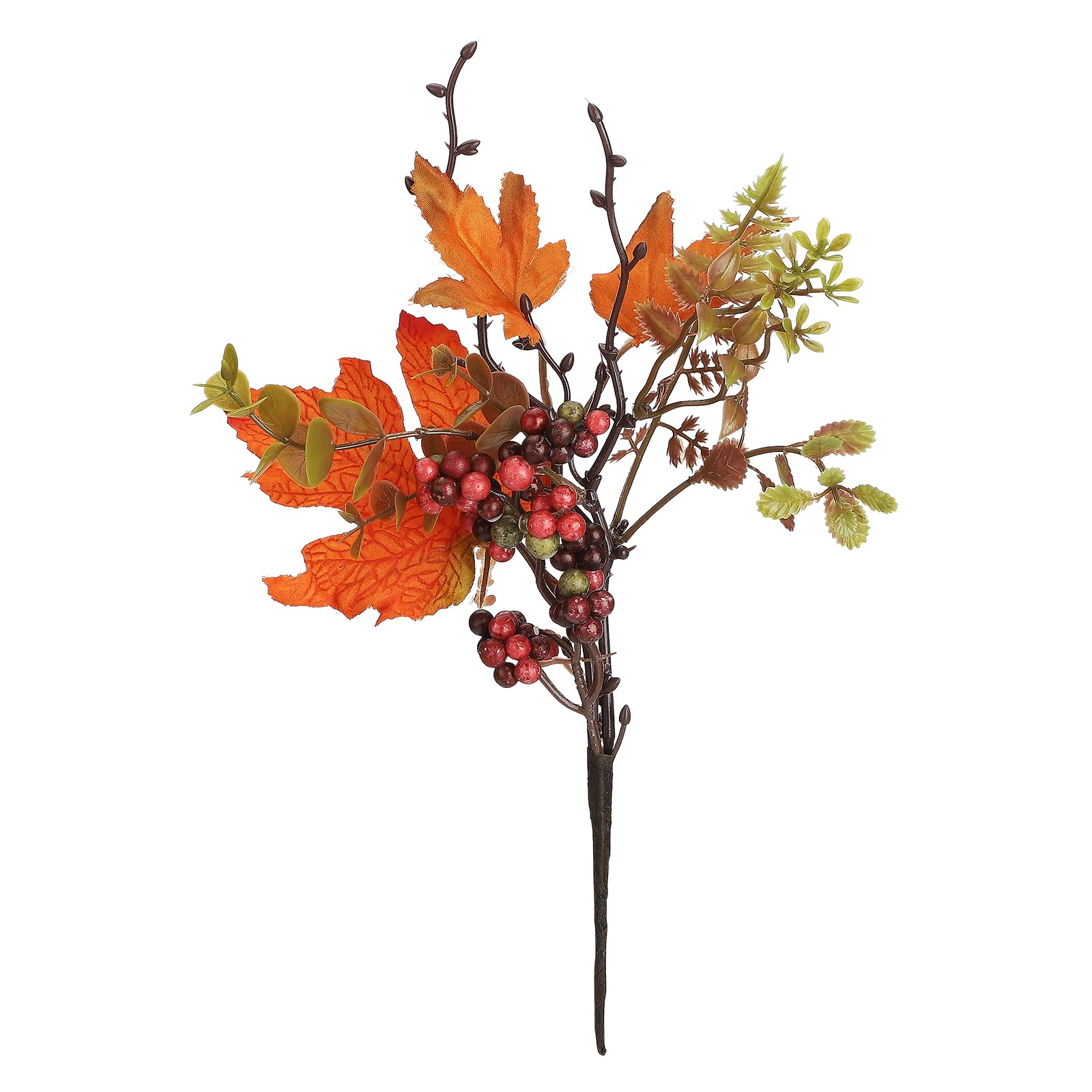 belupai Artificial Maple Leaves Berries Pick, Orange Lifelike Maple Pumpkin Branch Fake Fall Berries Shrub Thanksgiving Floral Branch for Christmas Festival Table Centerpiece DIY Garland Decor (#2)