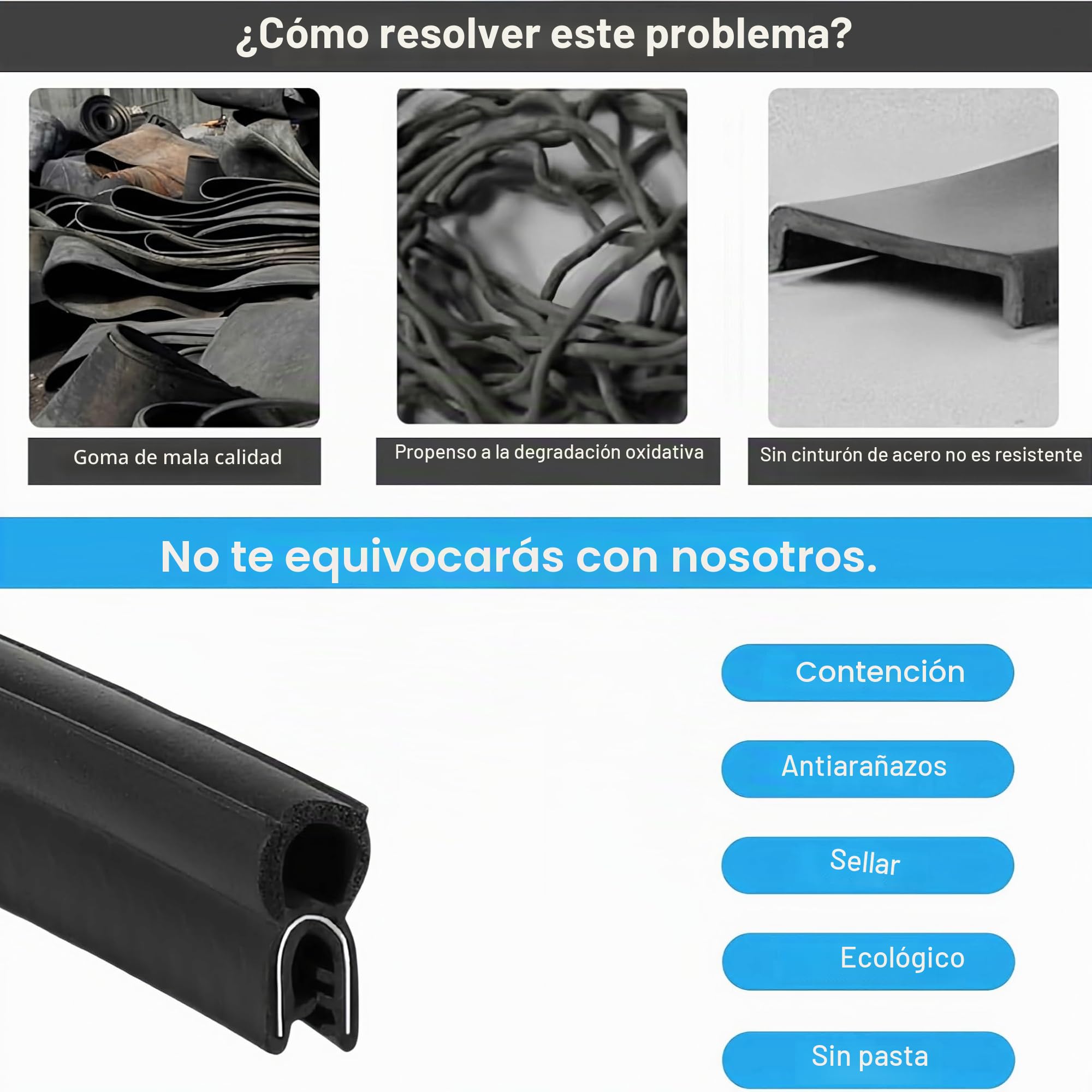 Junta de goma universal para puerta de coche, perfil de 6M con protección de bordes y sello superior para coches, barcos, autocaravanas, camiones y uso doméstico, protección contra la intemperie para