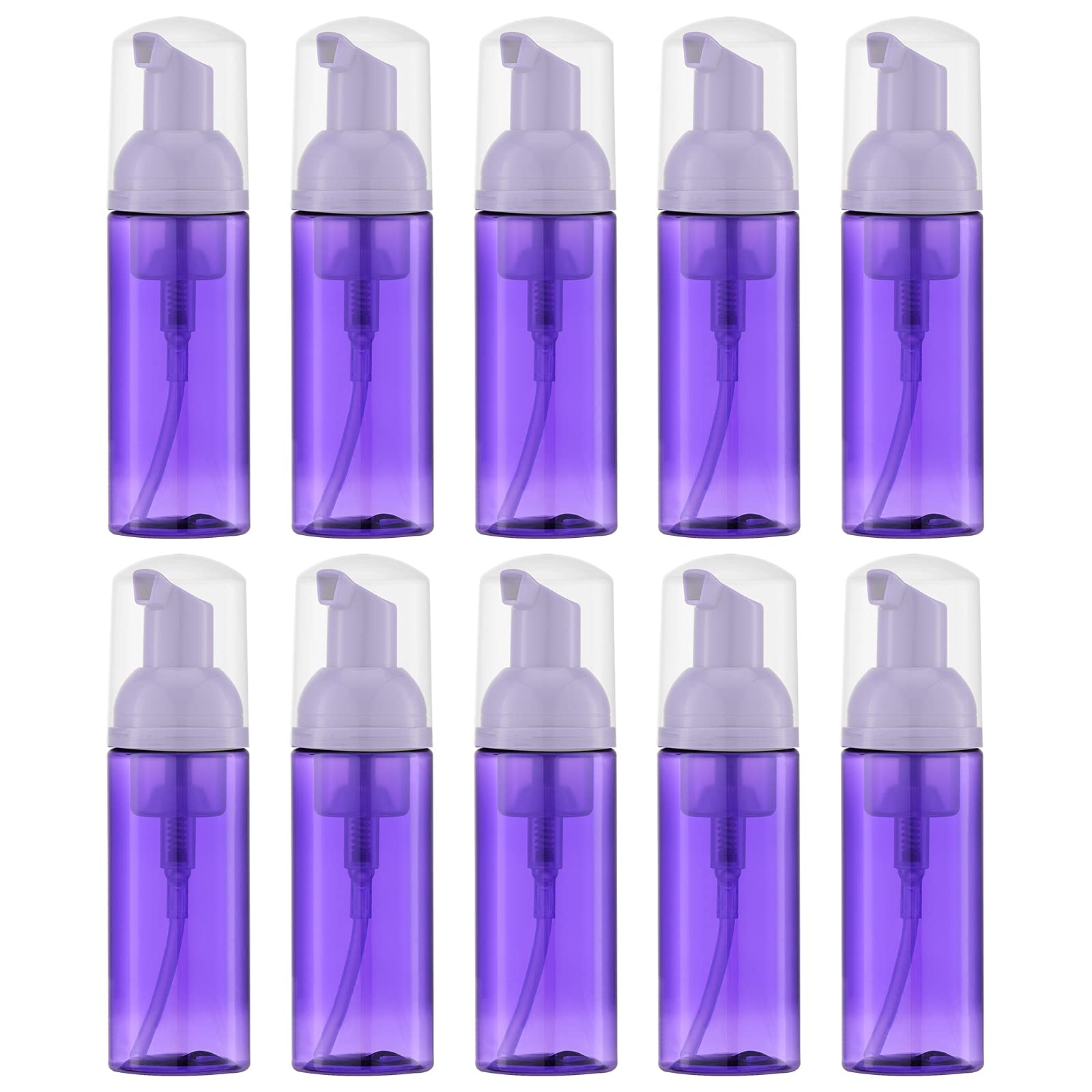 Livfa Purple 10Pcs Soap Foam Bottle (2 Oz), Empty Travel Foaming Lash Shampoo For Cleanser, Dispenser (Purple)