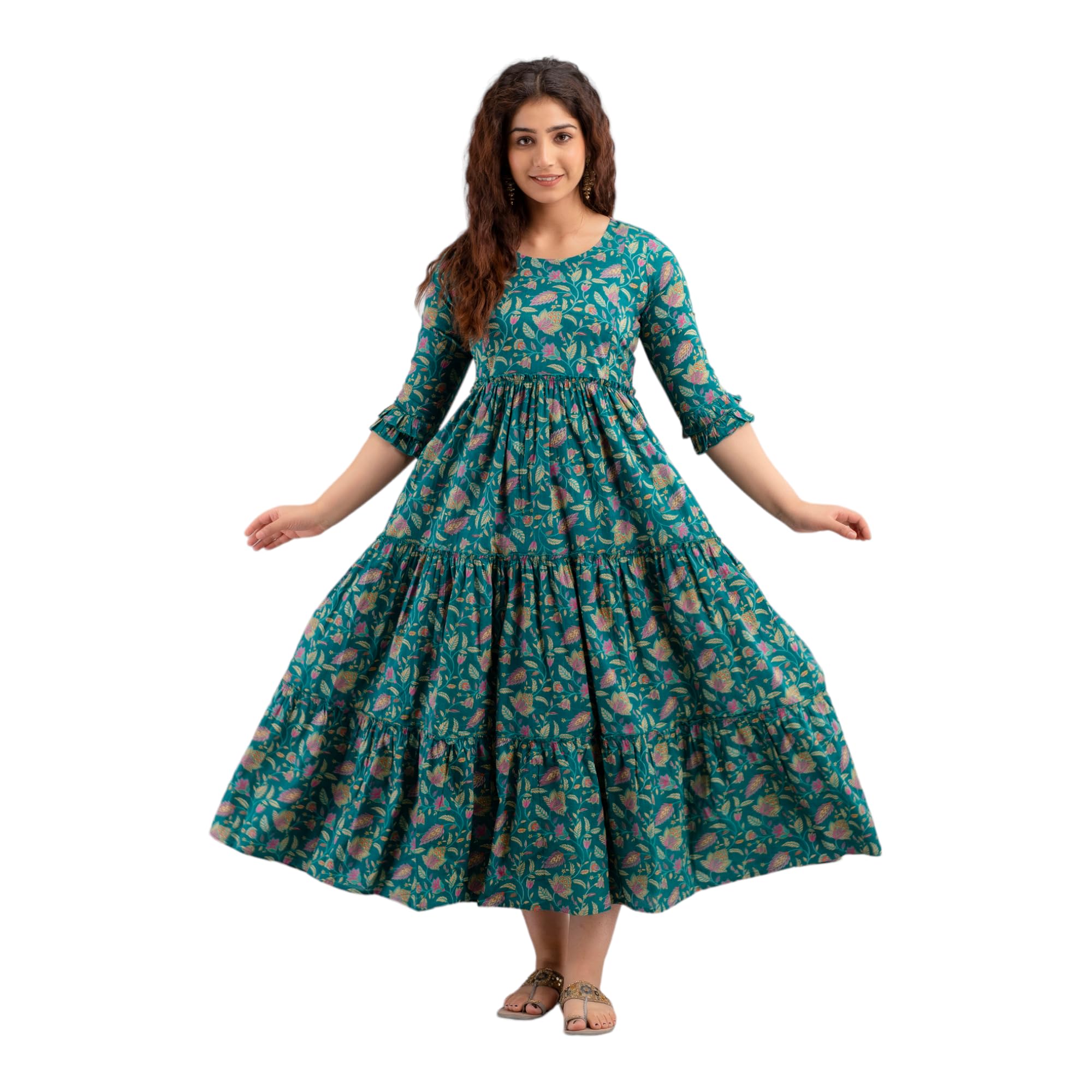 Cotton A-Line Flaired Nayara Maternity Feeding Kurti for Women with Zippers | Maternity Dress for Pre and Post Pregnancy & Nursing for Mom