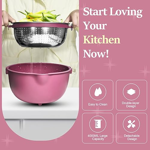 Miniatura 6 de YAMJUG Colador 10-1 con juego de tazones para mezclar, juego de coladores y coladores de alimentos 2024 para cocina, juego de cuencos coladores con