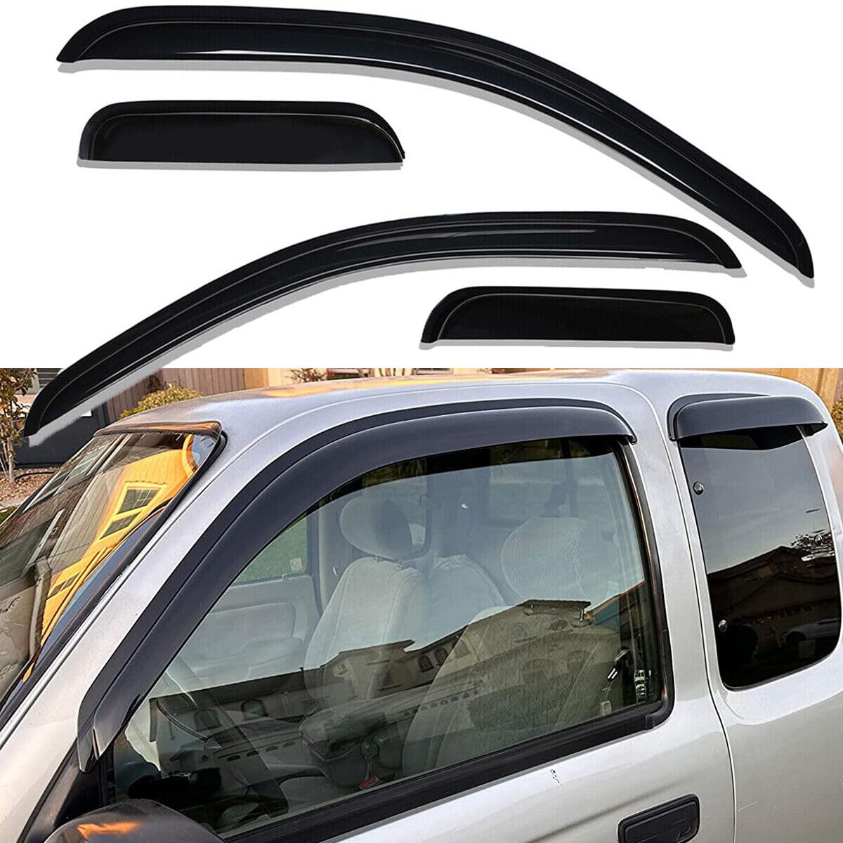 Lifeinfinity Original 4pcs Side Window Deflectors, Outside Mount Tape-On Rain Guards, Nice Side Window Visors Compatible with 95-04 Toyota Tacoma Access Extended Cab With Half Size Rear Doors |94948|