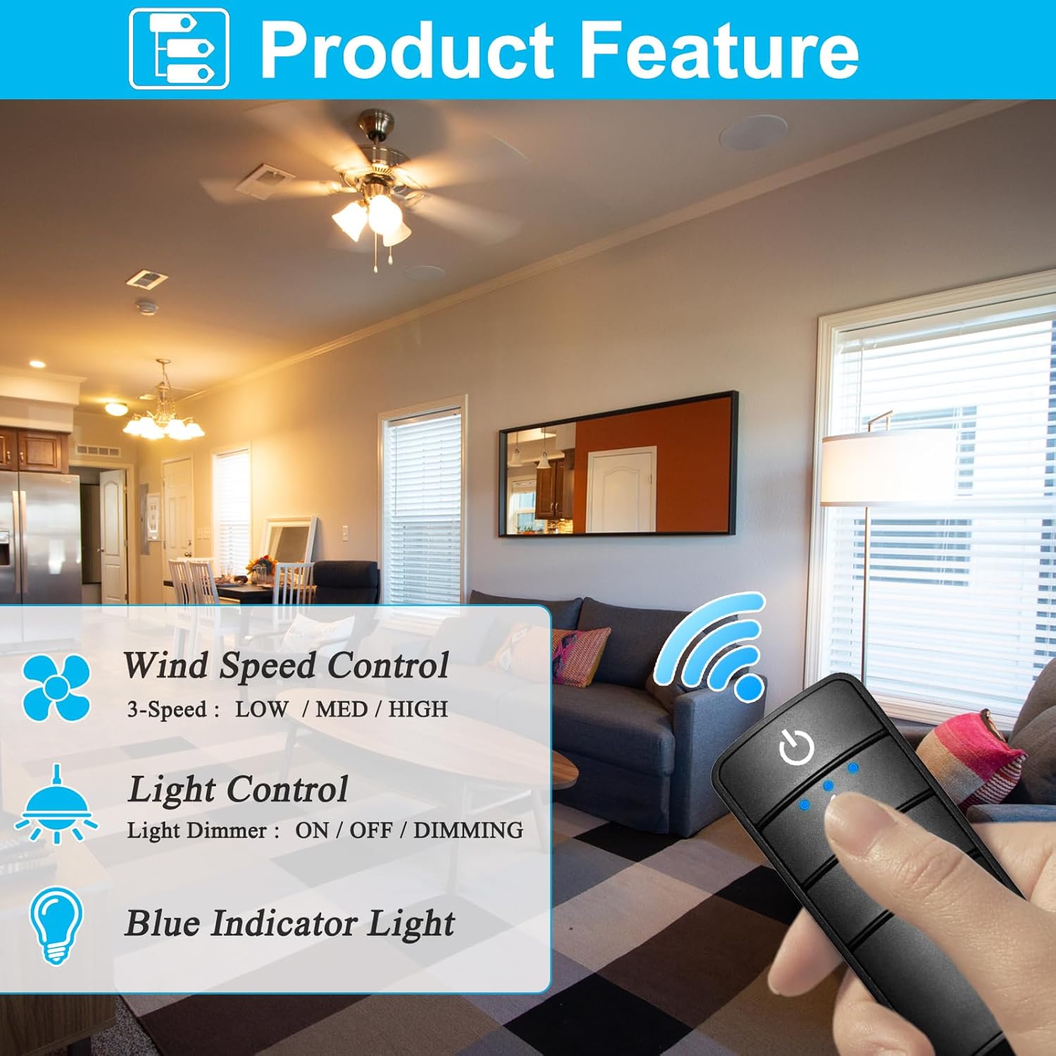 Hampton Bay Ceiling Fan Remote Control Kit, Universal Fan Remote with Light Dimmer, Works 3-Speed AC Ceiling Fans