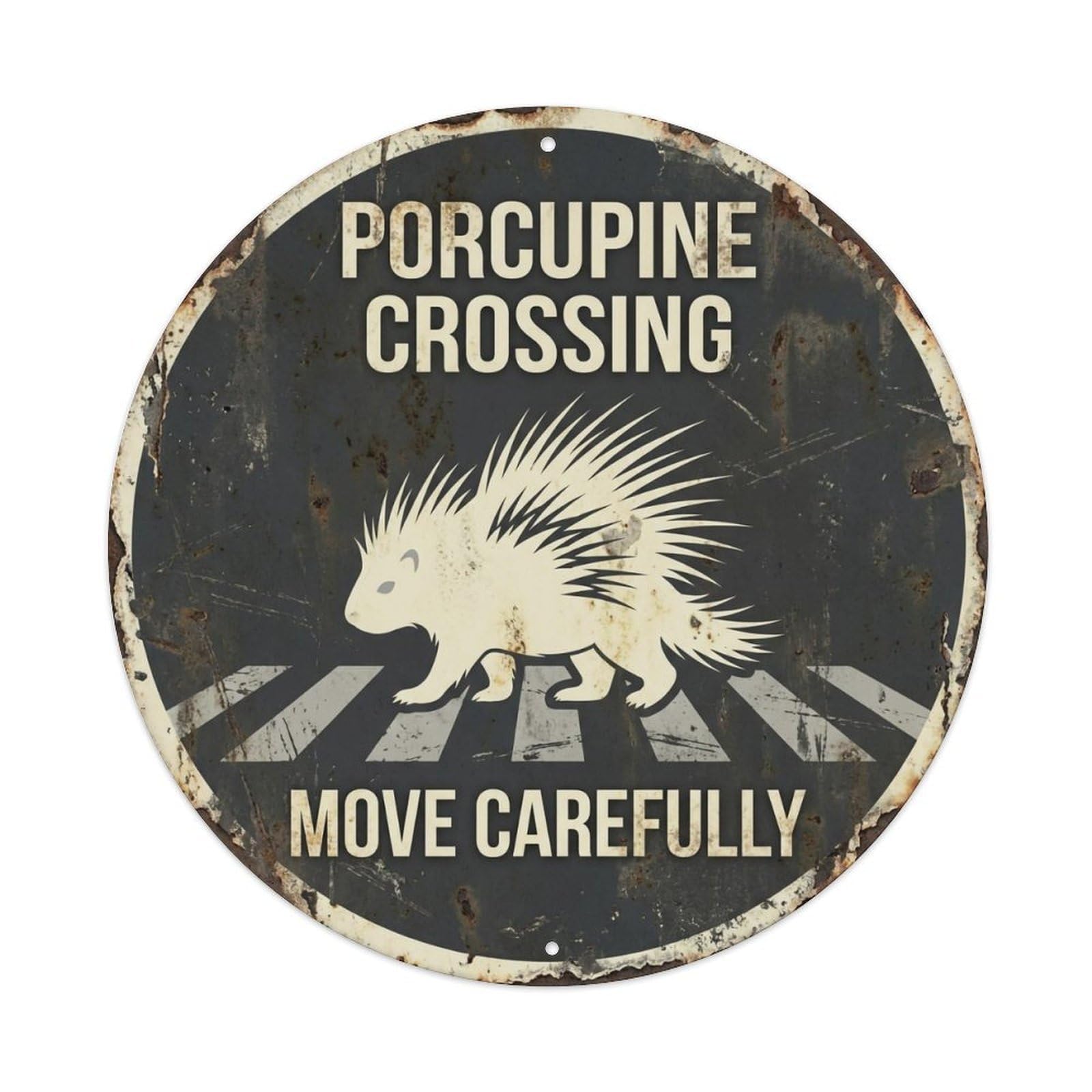Porcupine Crossing Move Carefully Provincial Metal Tin Sign
