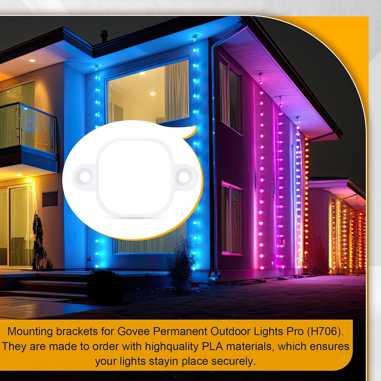 60 Pcs Mount Compatible with 100 ft Govee Pro H706 H806 Permanent Outdoor Lights Brackets with Screws for Soffit, Clip Replace Glue(White) - Image 7